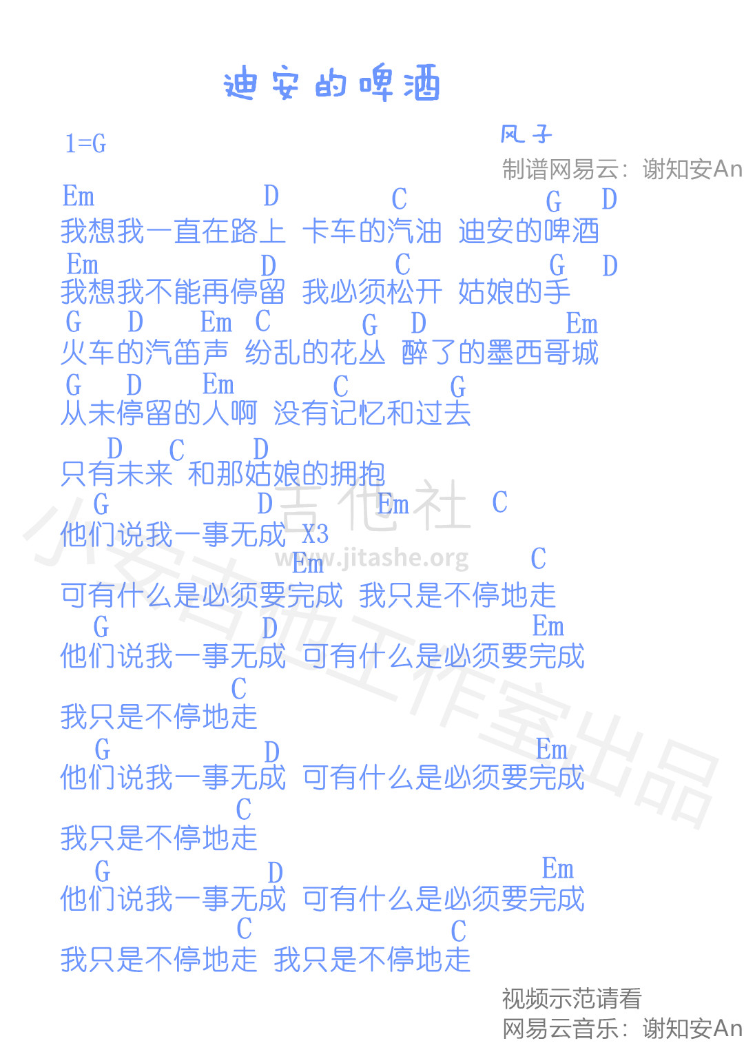 迪安的啤酒吉他谱(图片谱,弹唱,扫弦,简单版)_群星(Various Artists)_迪安.jpg