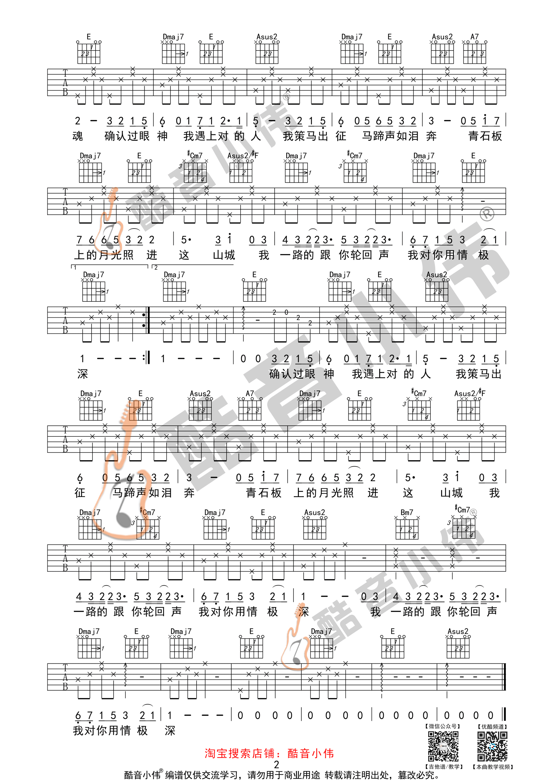 醉赤壁(酷音小伟吉他教学)吉他谱(图片谱,酷音小伟,弹唱,教学)_林俊杰(JJ)_醉赤壁简单版2.gif