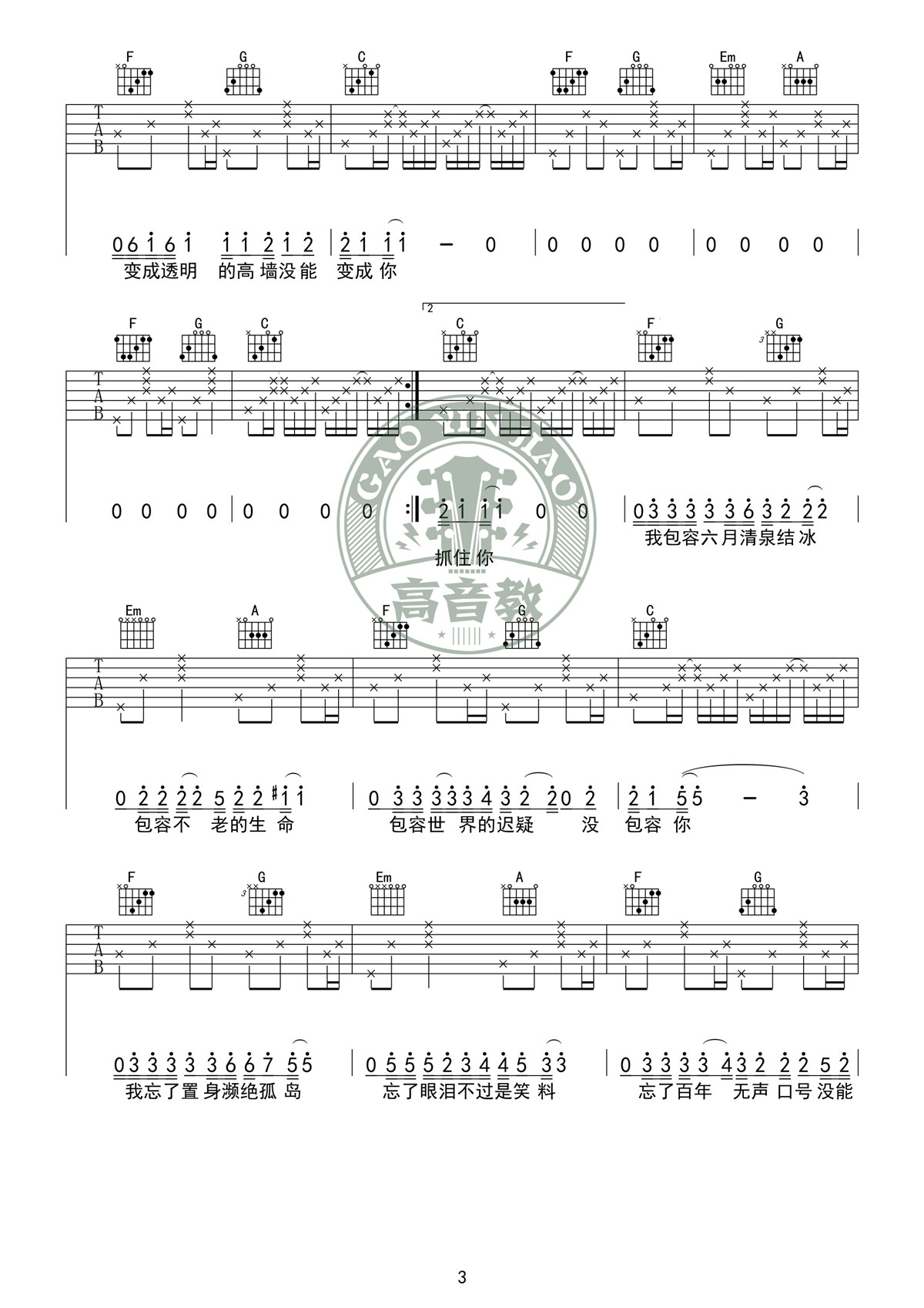 奇妙能力歌(高音教编配)吉他谱(图片谱,弹唱,伴奏,C调)_陈粒_吉他谱《奇妙能力歌》C调标准版03.jpg