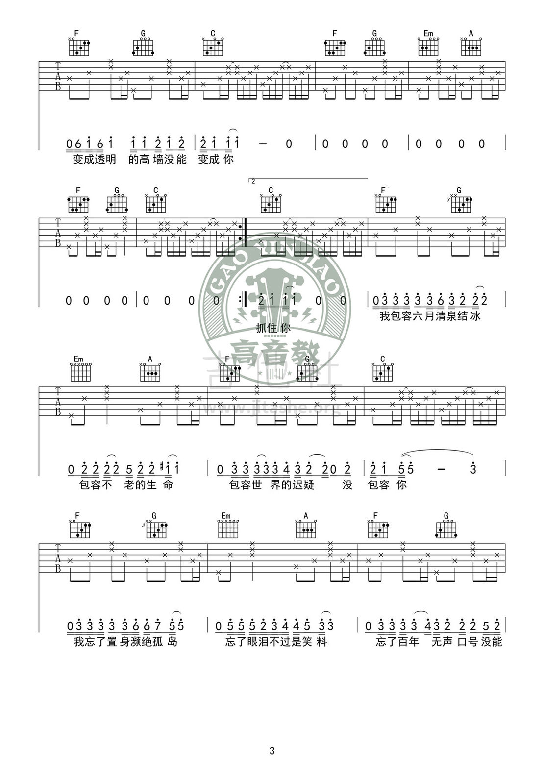 奇妙能力歌(高音教编配)吉他谱(图片谱,弹唱,伴奏,C调)_陈粒_吉他谱《奇妙能力歌》C调标准版03.jpg