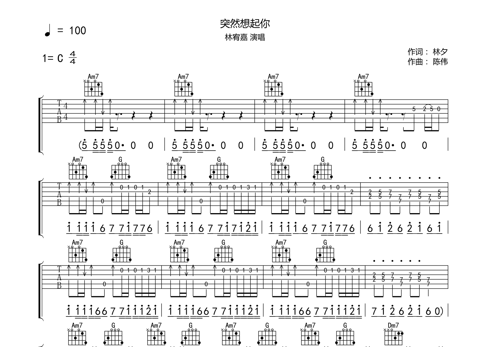 林宥嘉 - 想自由(大树乐器-大树音乐) [弹唱] 吉他谱