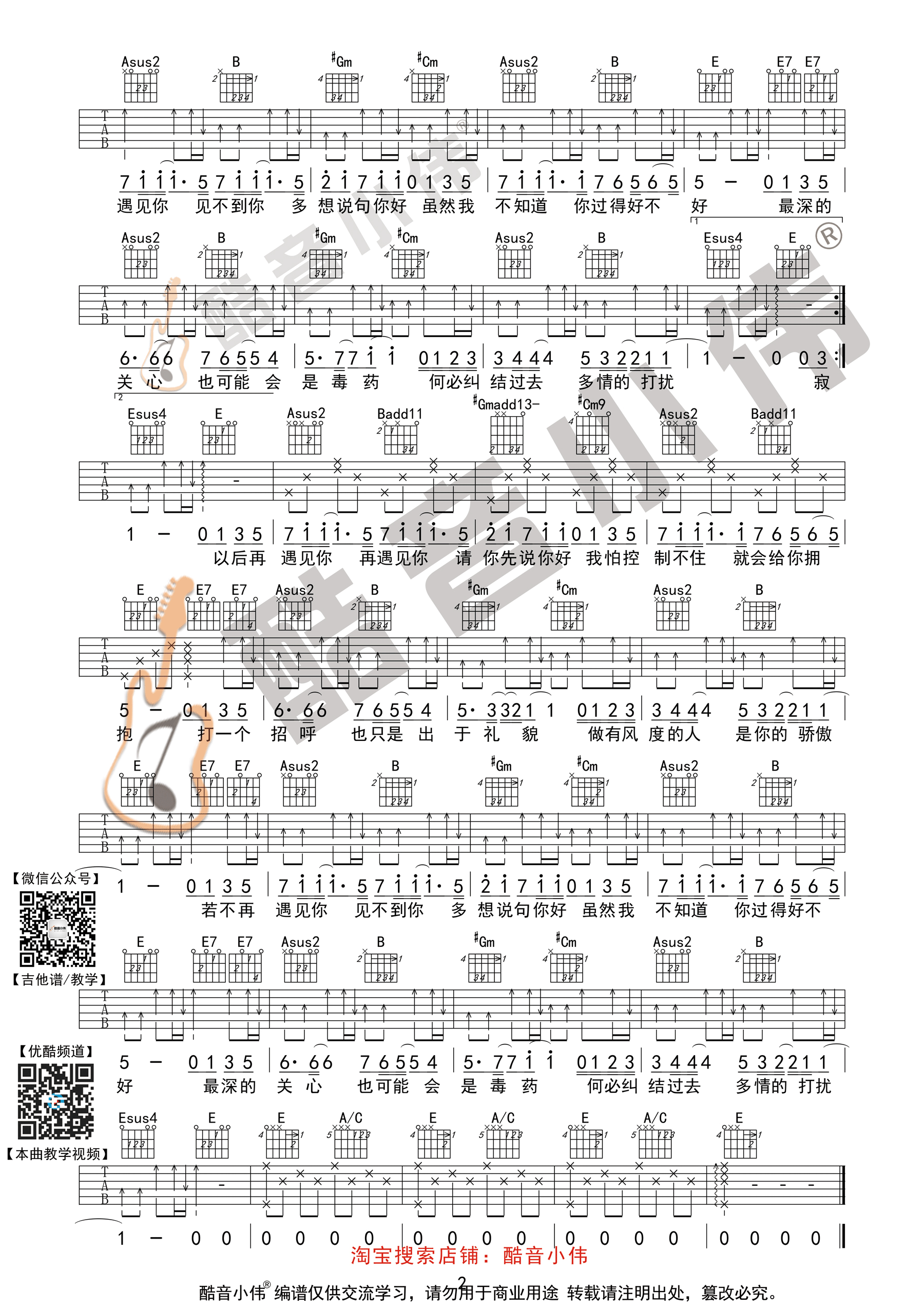 请先说你好(酷音小伟吉他教学)吉他谱(图片谱,弹唱,中级版,E调)_贺一航(贺春源)_请先说你好2.gif