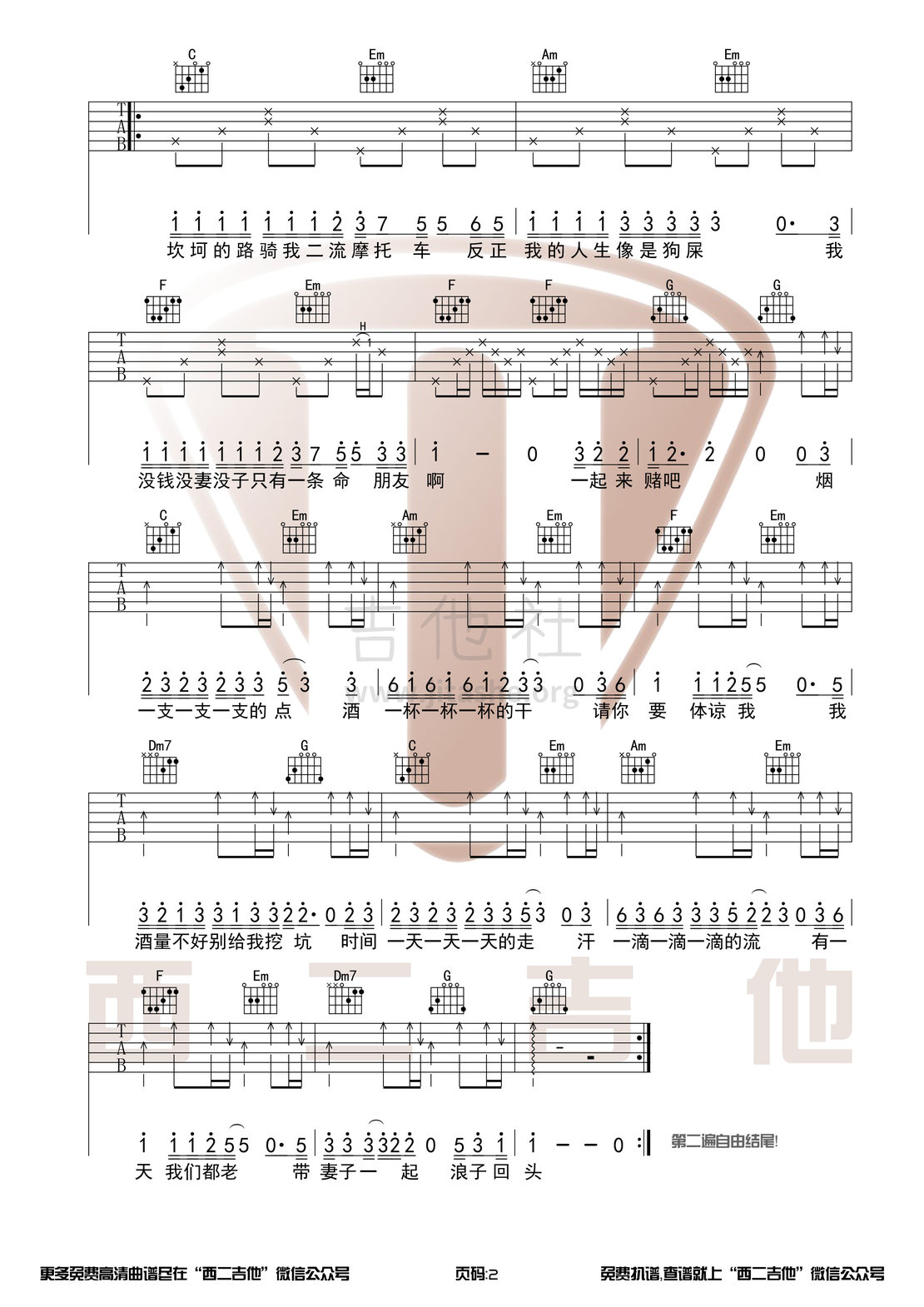 浪子回头吉他谱(图片谱,抖音热歌,新手版,西二吉他)_茄子蛋(Eggplantegg)_浪子回头2.jpg