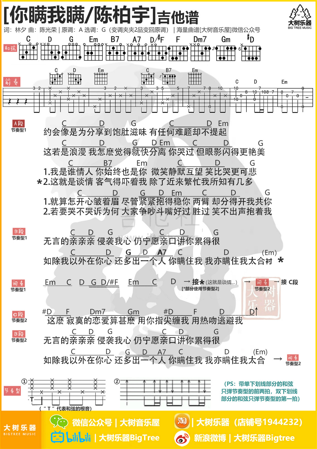 你瞒我瞒吉他谱(图片谱,弹唱,教学,大树乐器)_陈柏宇_模板_meitu_3