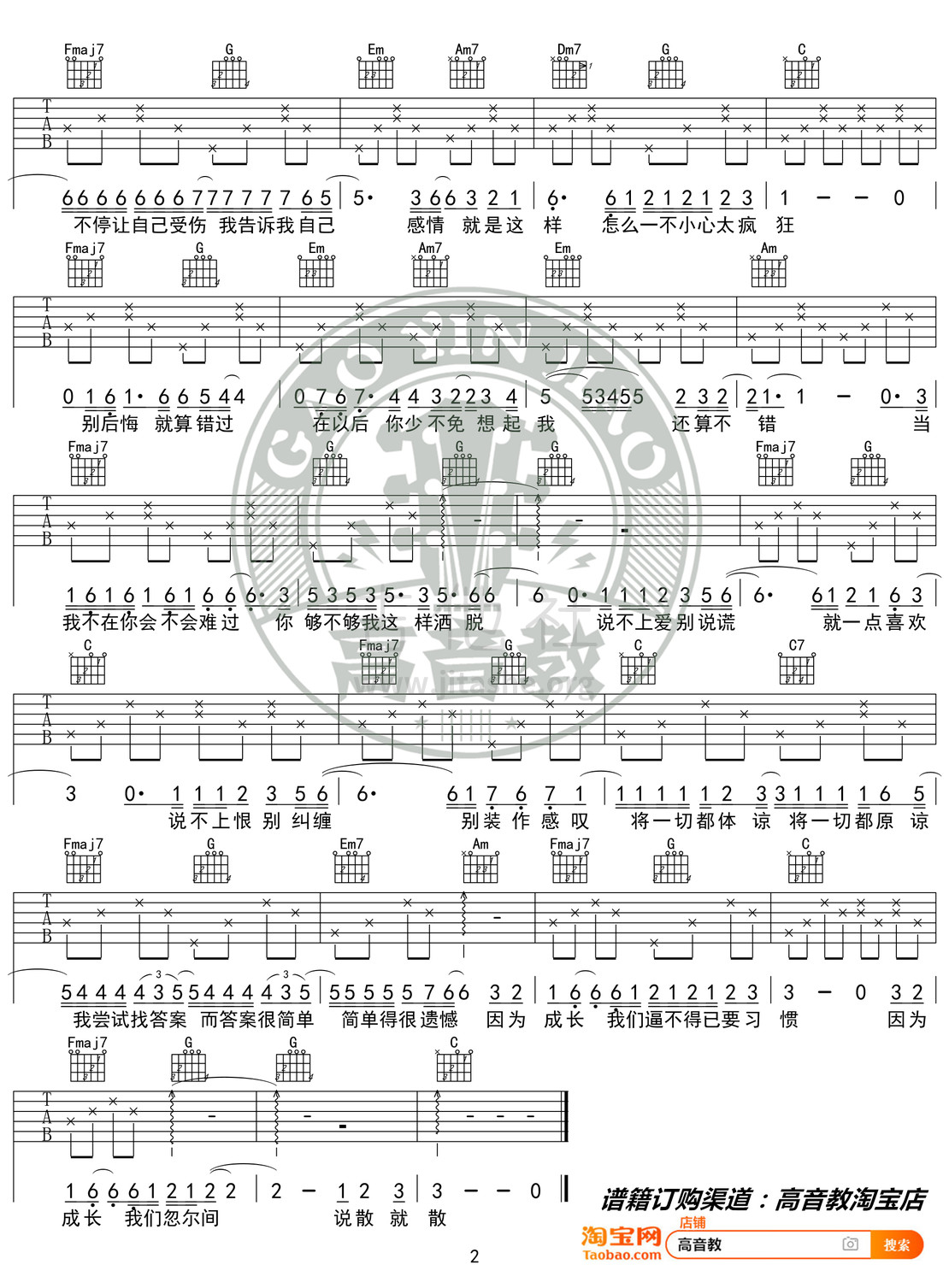 说散就散(猴哥吉他教学 高音教编配)吉他谱(图片谱,弹唱,C调,入门版)_袁娅维(Tia)_《说散就散》C调入门版02.jpg