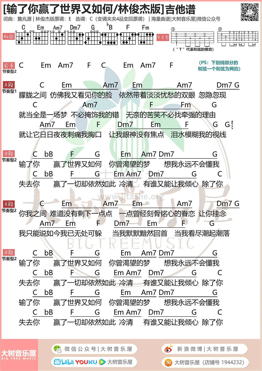 除了你吉他弹唱图片