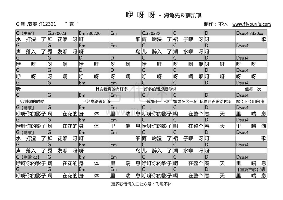 咿呀呀 （乐队的夏天现场版）吉他谱(图片谱,弹唱)_海龟先生_海龟先生-咿呀呀0000.jpg