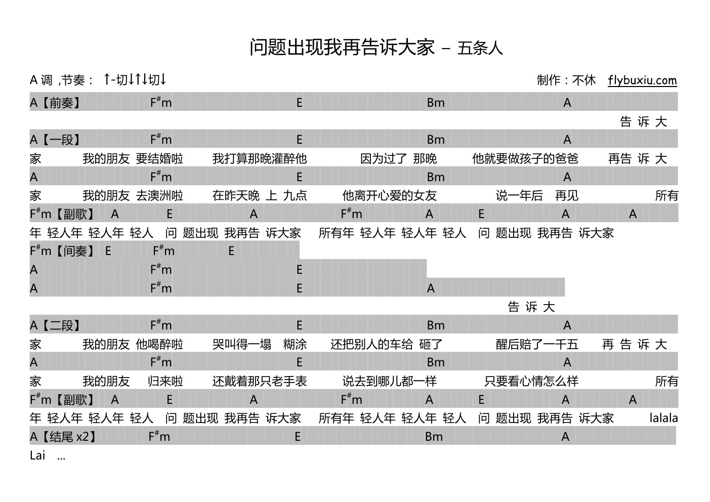 问题出现我再告诉大家（不休弹唱谱）吉他谱(图片谱,弹唱,民谣)_五条人_五条人-问题出现我再告诉大家0000.jpg