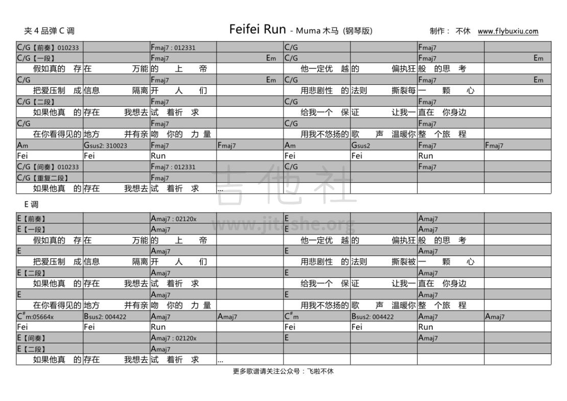 Feifei Run（不休弹唱谱）吉他谱(图片谱,弹唱)_木马(muma)_Muma-Fei fei Run钢琴版000.jpg
