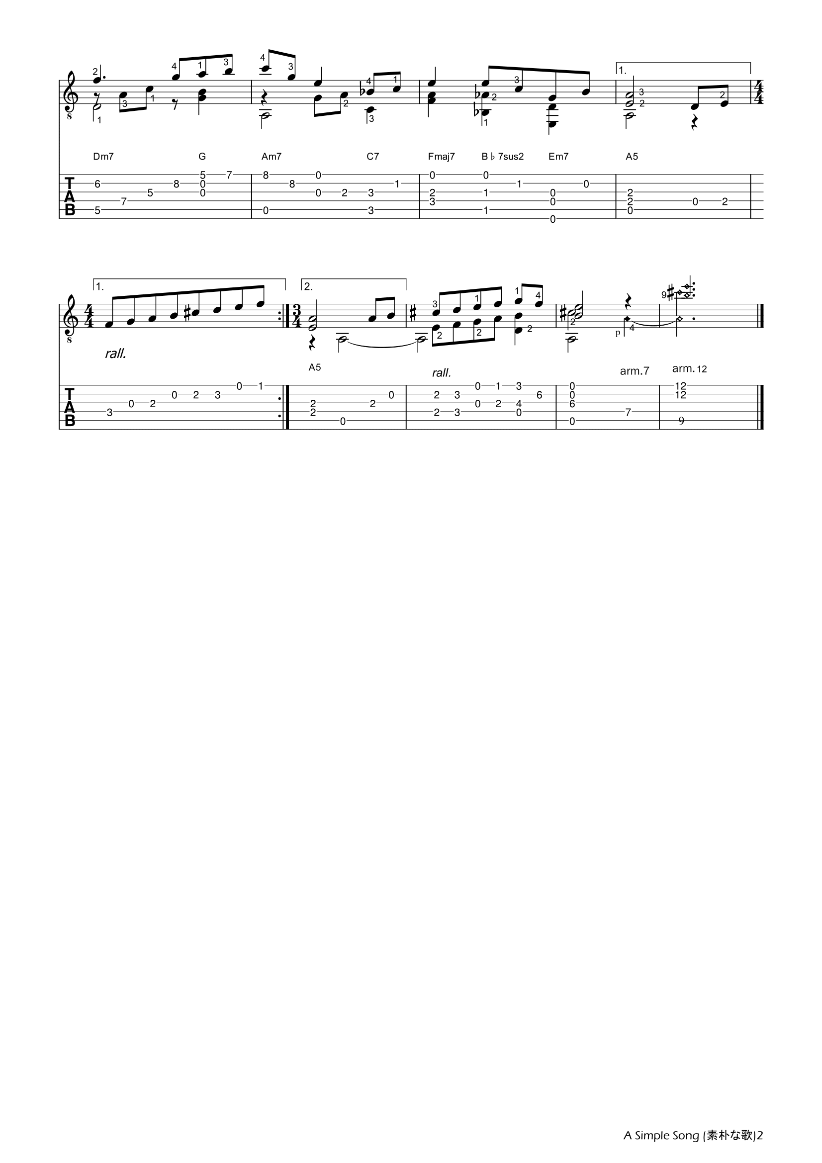 A Simple Song吉他谱(图片谱,指弹,独奏)_佐藤弘和(Hirokazu Sato)_A Simple Song-2.png