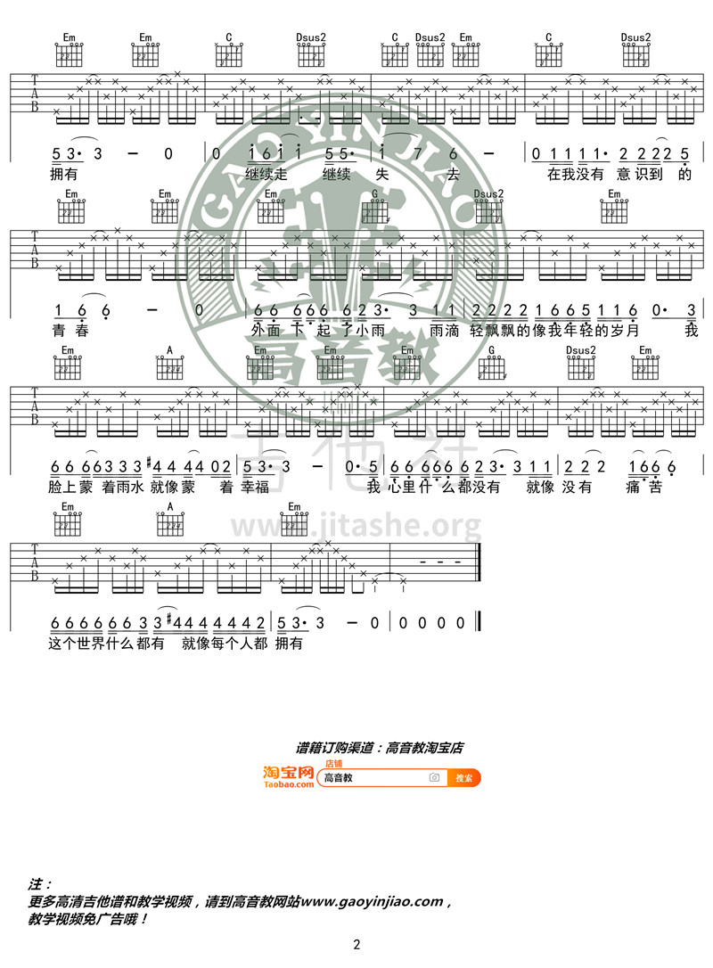 青春（G调精华版 高音教编配 猴哥吉他教学）吉他谱(图片谱,弹唱)_汪峰_《青春》G调精华版02_副本.jpg