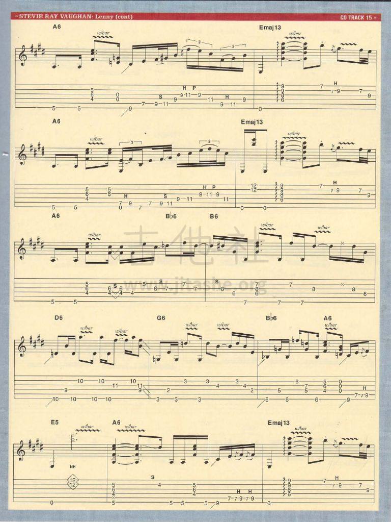 Lenny吉他谱(图片谱)_Stevie Ray Vaughan(SRV / S.R.V / 史蒂维-雷-沃恩)_SRV - lenny2.jpg
