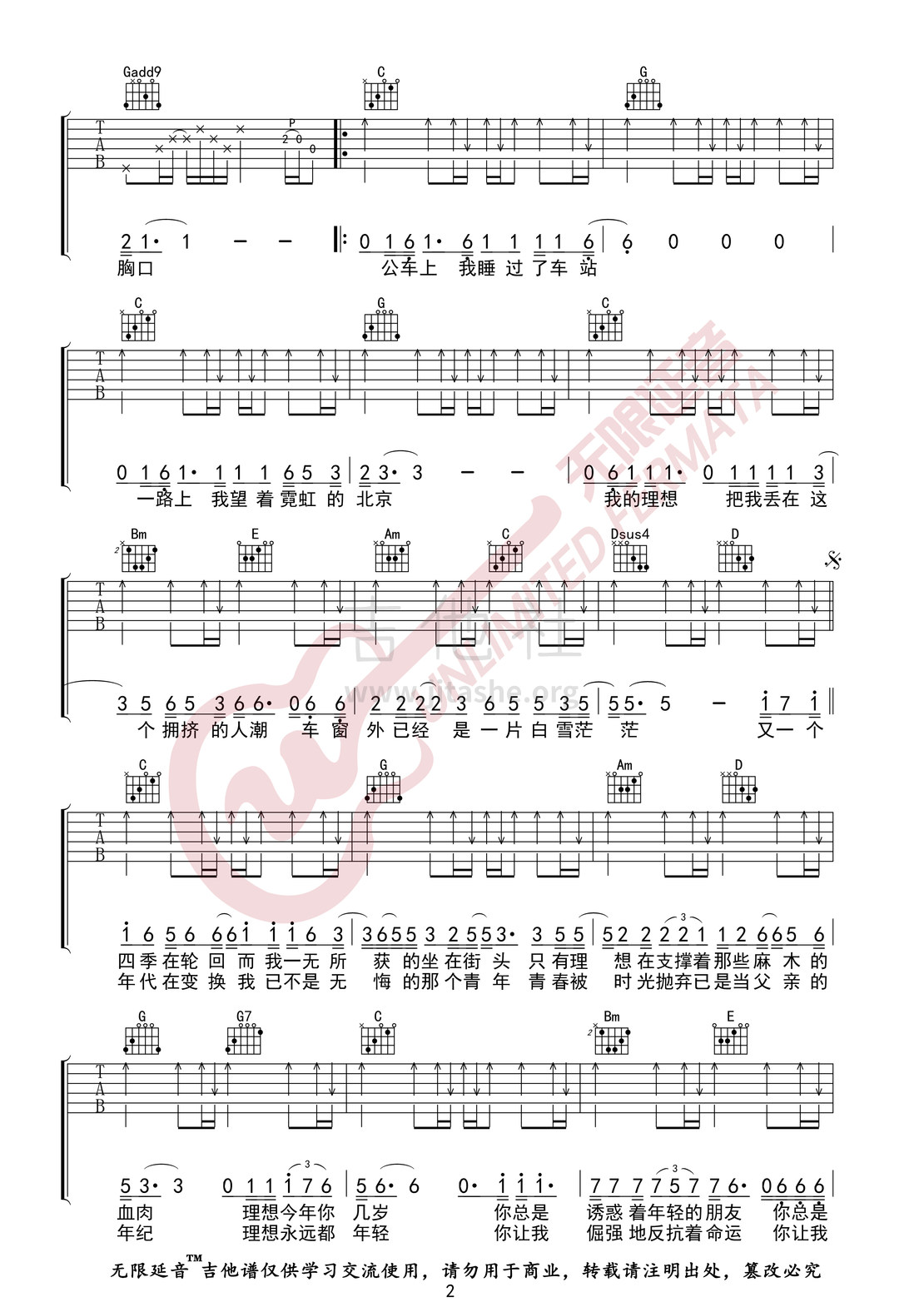 理想 （无限延音编配）吉他谱(图片谱,无限延音编配,弹唱)_赵雷(雷子)_理想02.jpg