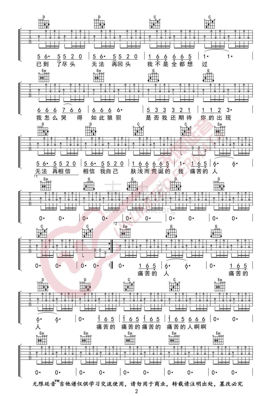 打印:痛哭的人 （无限延音编配）吉他谱_伍佰&China Blue_痛哭的人02.jpg