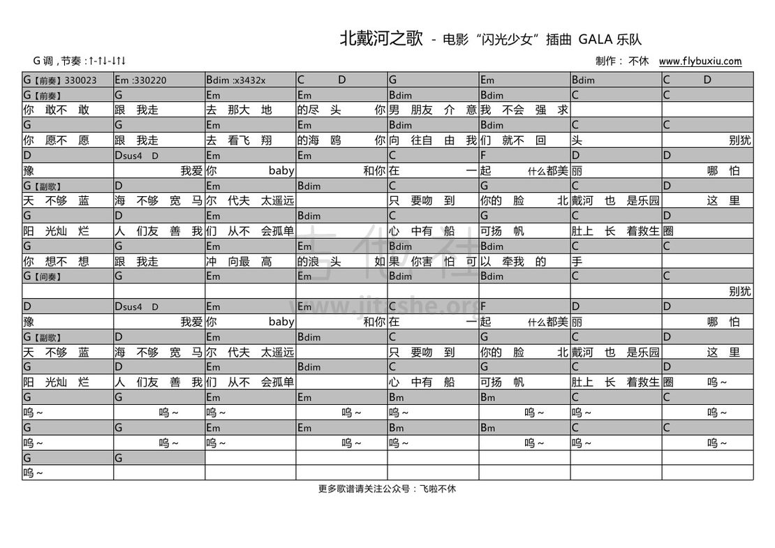 打印:北戴河之歌（不休弹唱谱）吉他谱_GALA_GALA-北戴河之歌0000.jpg