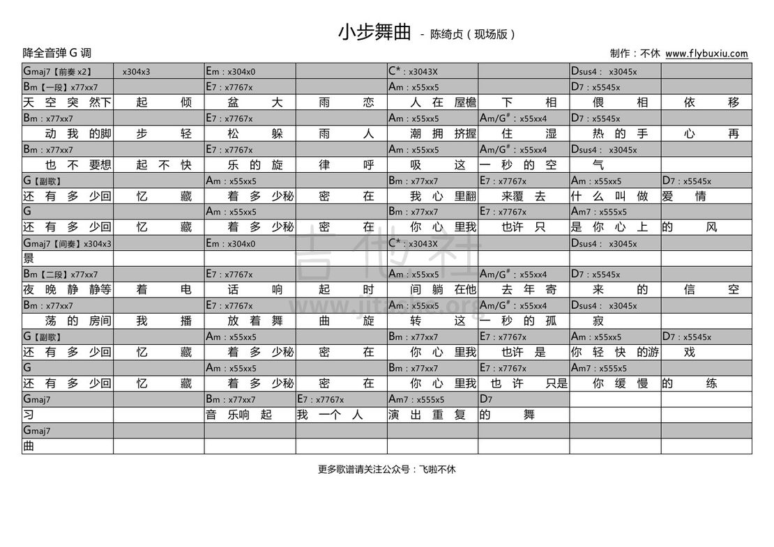 打印:小步舞曲（不休弹唱谱）吉他谱_陈绮贞(Cheer)_陈绮贞-小步舞曲0000.jpg