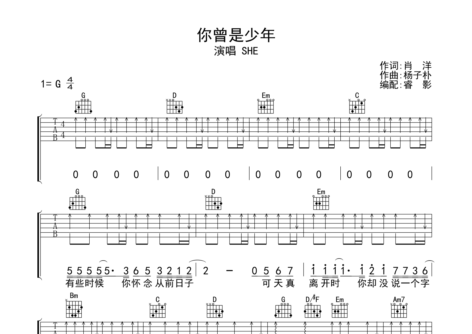 你曾是少年钢琴谱简谱图片