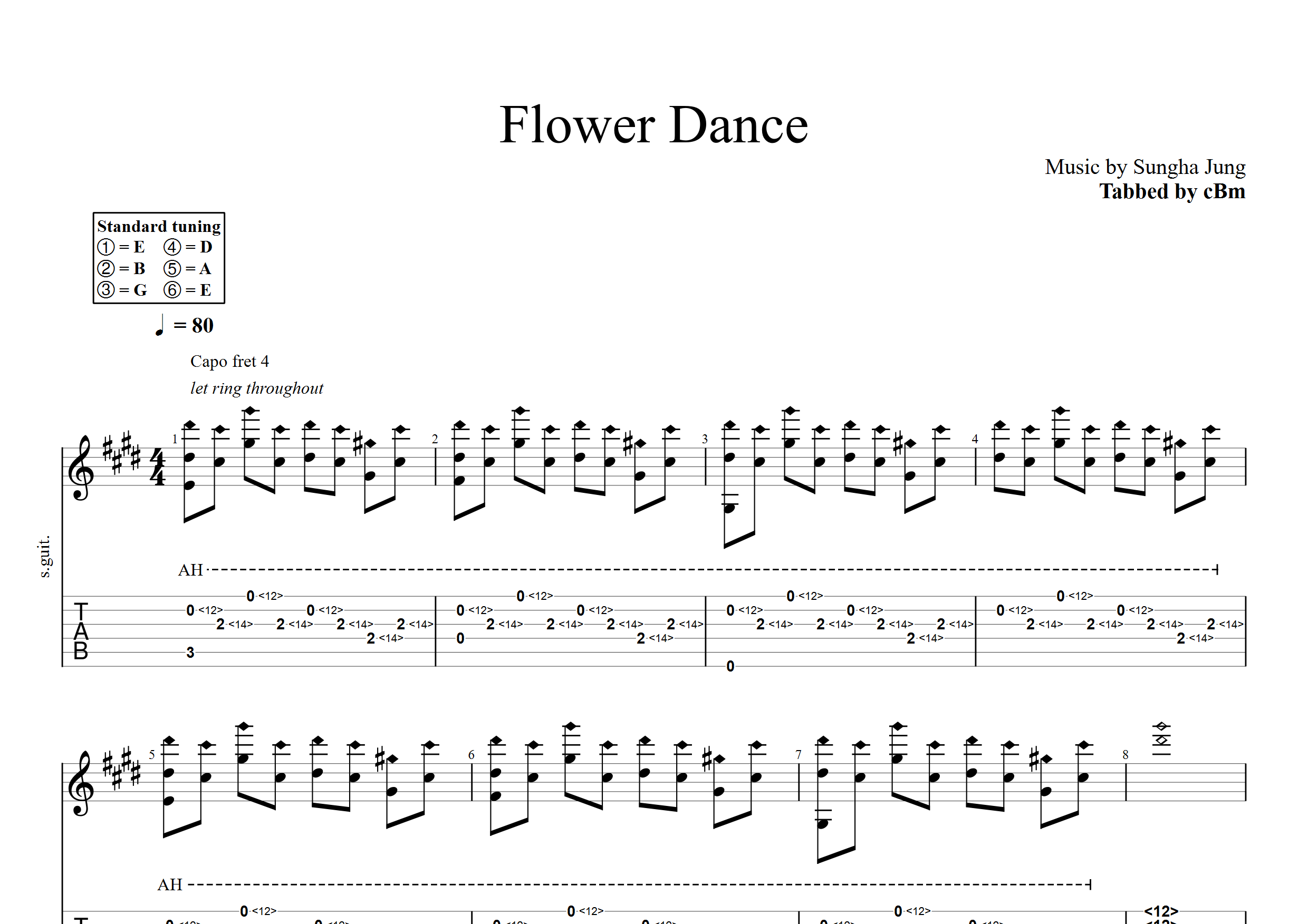 flower dance吉他谱图片