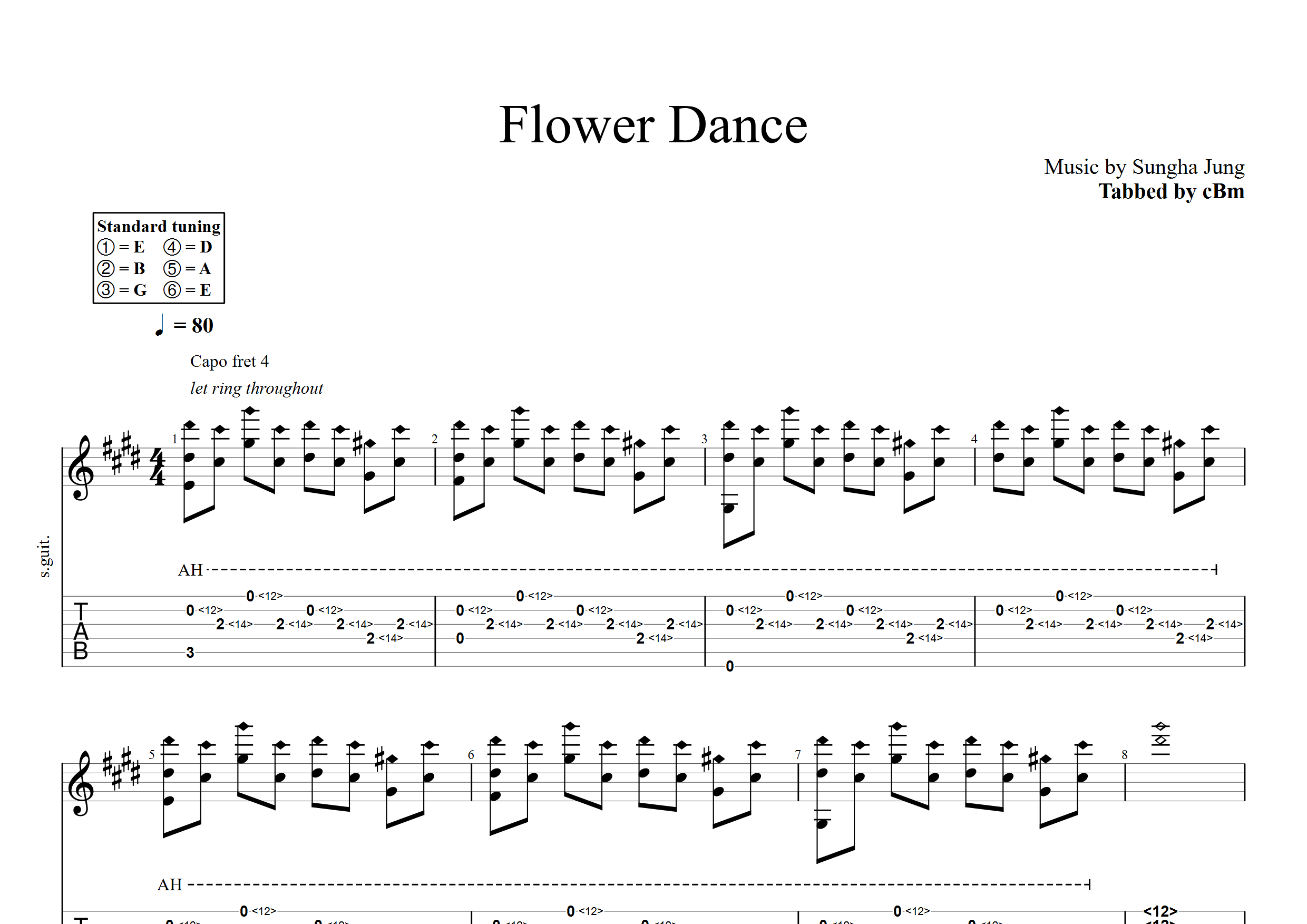 花之舞-flower dance(郑成河版)吉他谱(图片谱,指弹)_郑成河(sungha