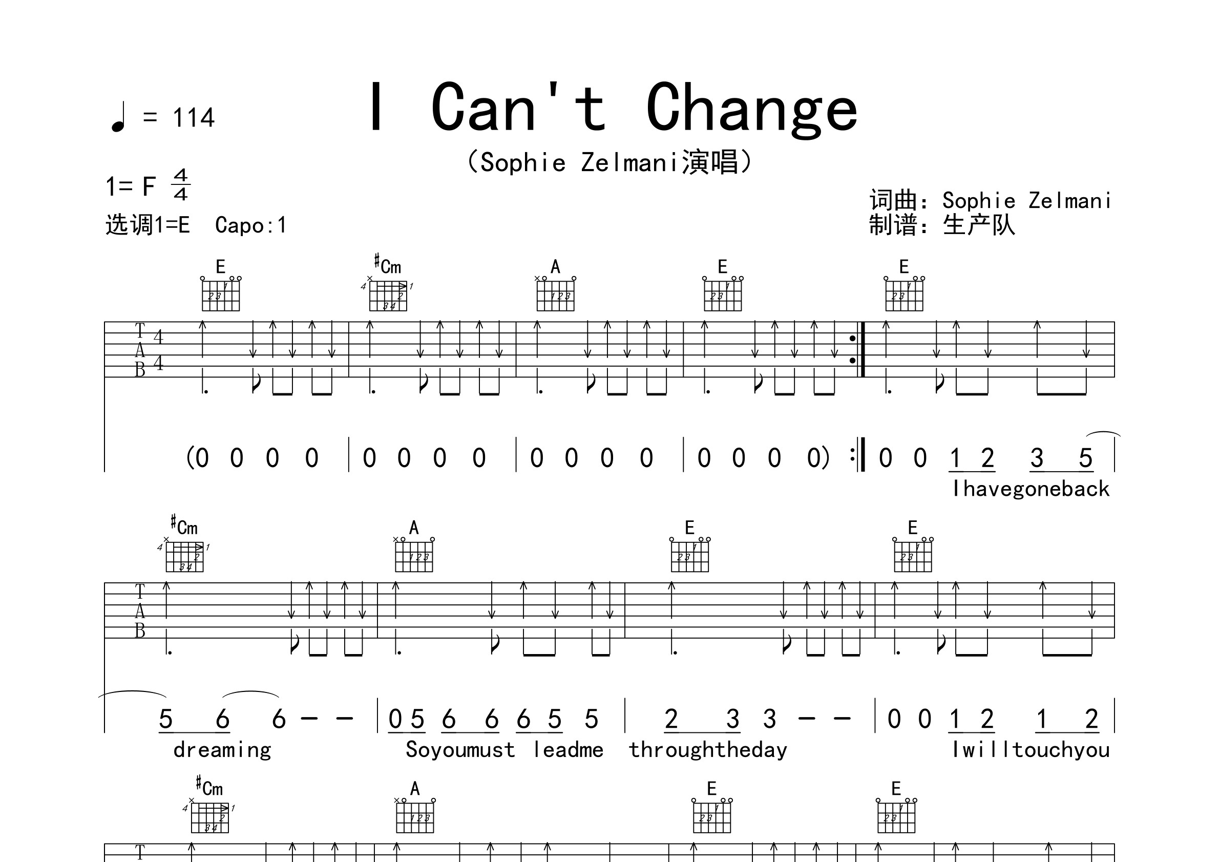 icantchange原版吉他谱欧美金曲