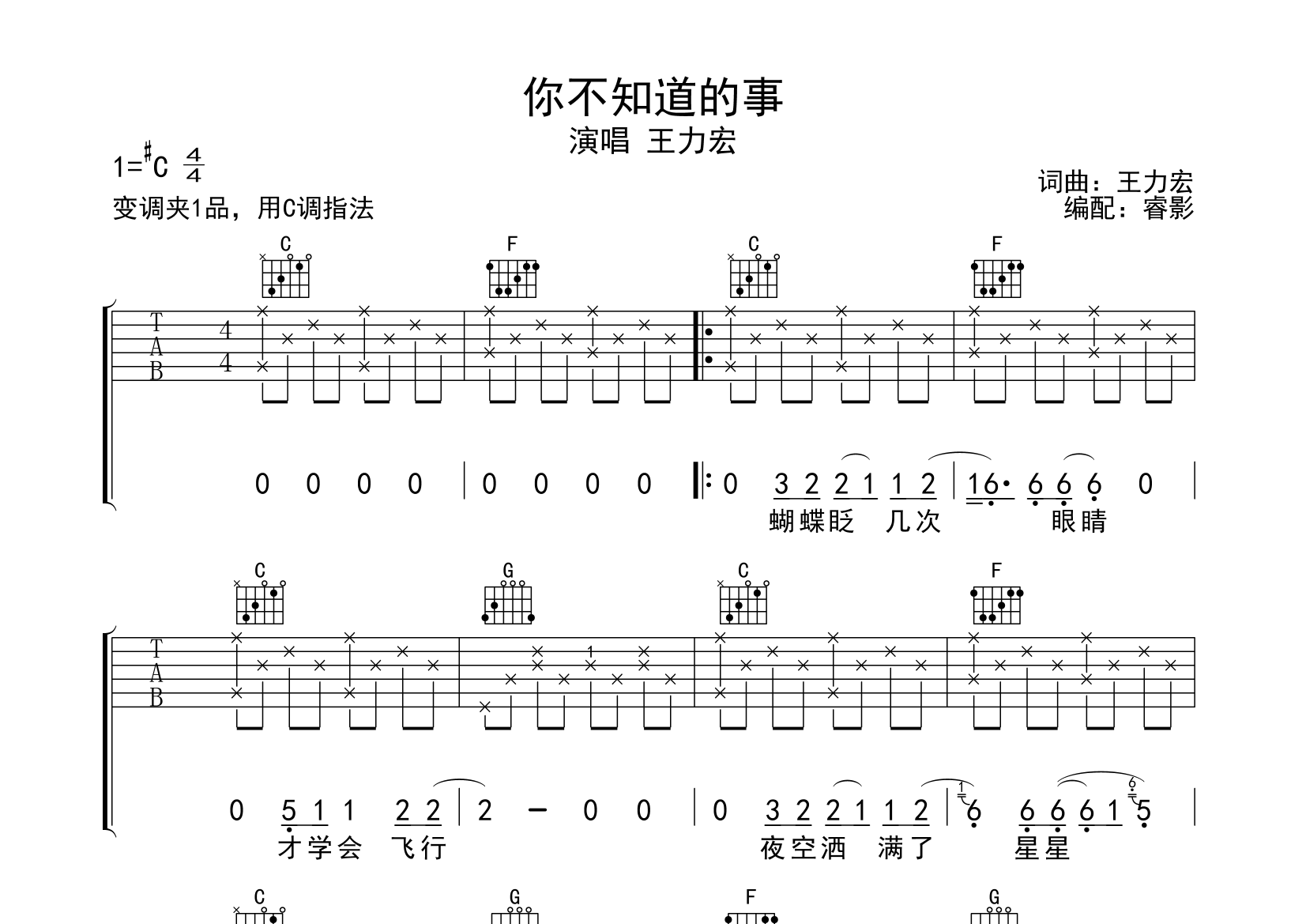 你不知道的事歌谱图片