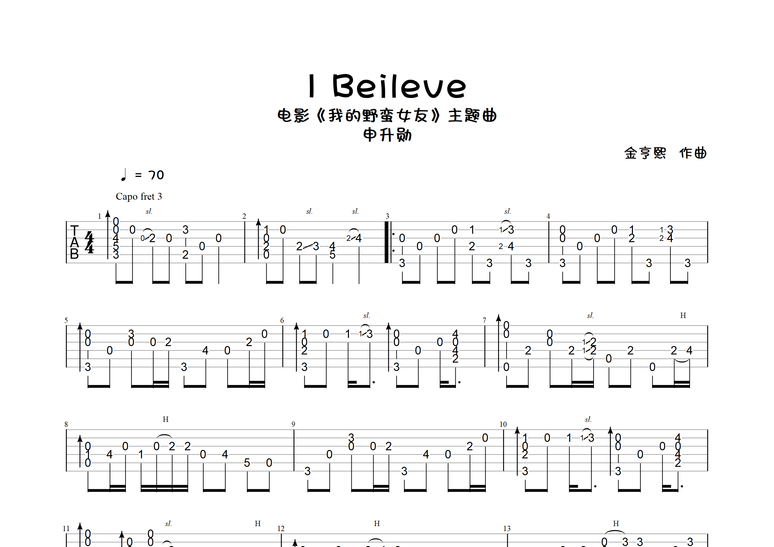 i believe(指弹独奏谱)吉他谱(图片谱,独奏,指弹)_孙楠 - 吉他社