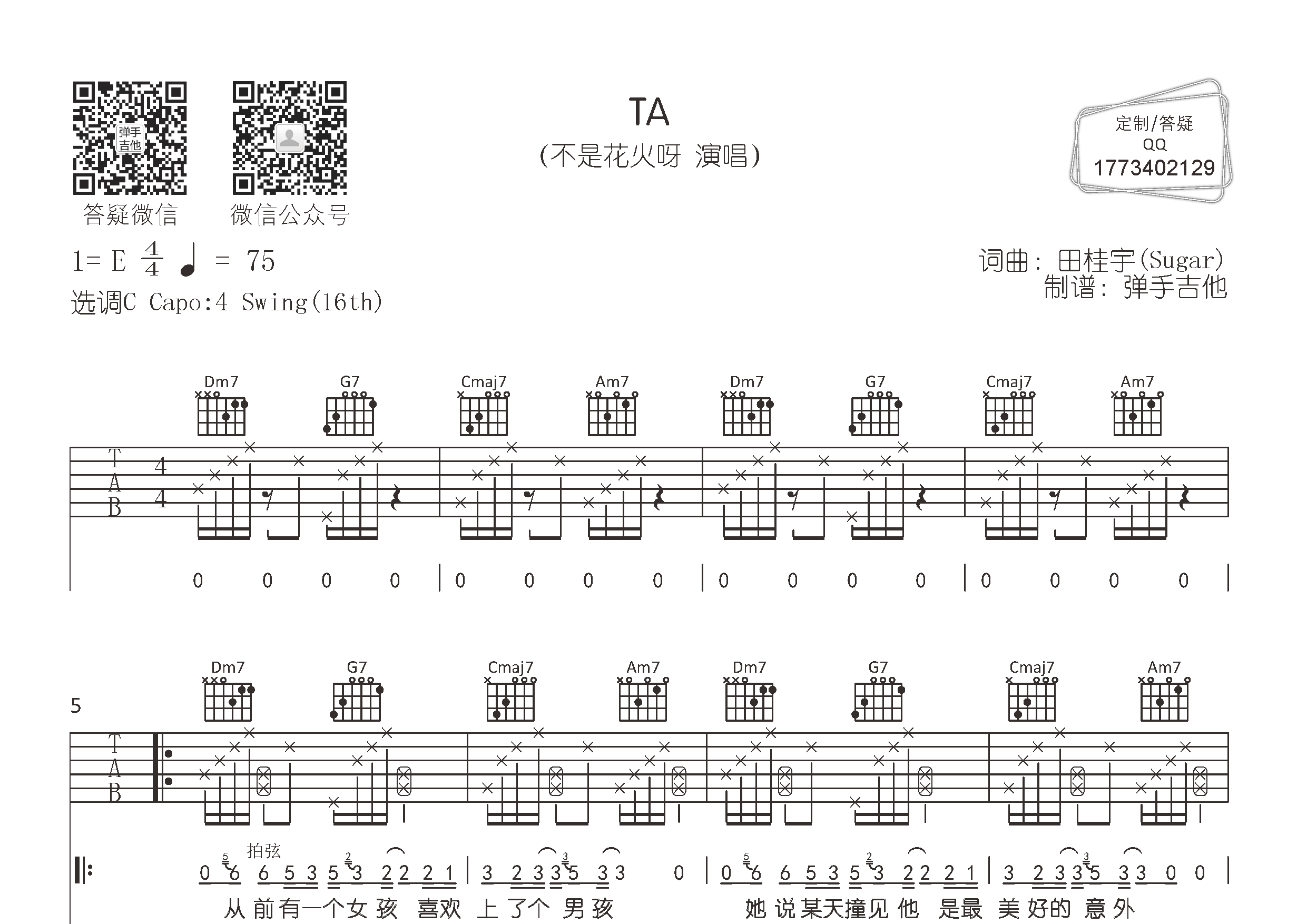 ta(弹手吉他编配)