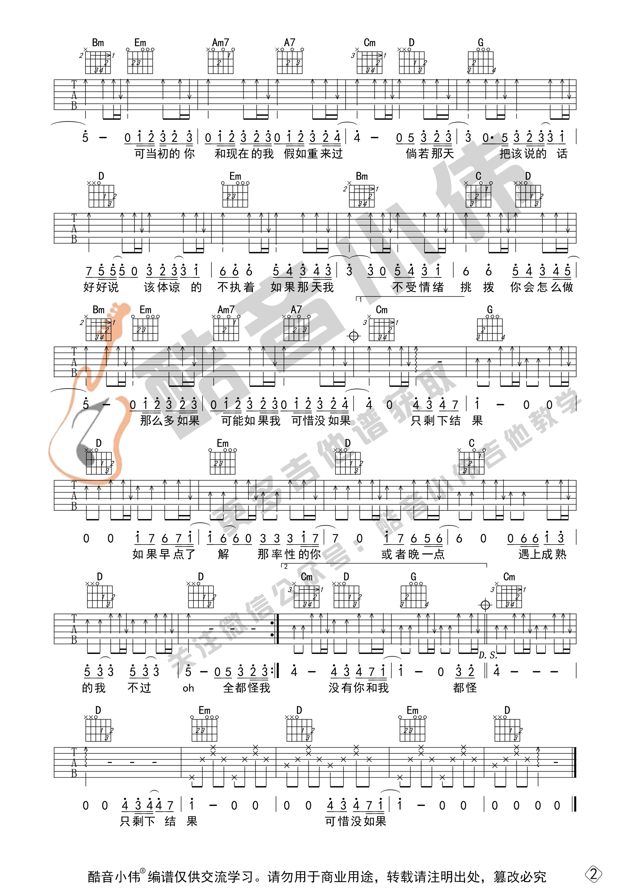 可惜没如果（初级进阶 酷音小伟吉他教学）吉他谱(图片谱,可惜没如果,吉他谱,吉他弹唱)_林俊杰(JJ)_可惜没如果初级进阶版02.gif