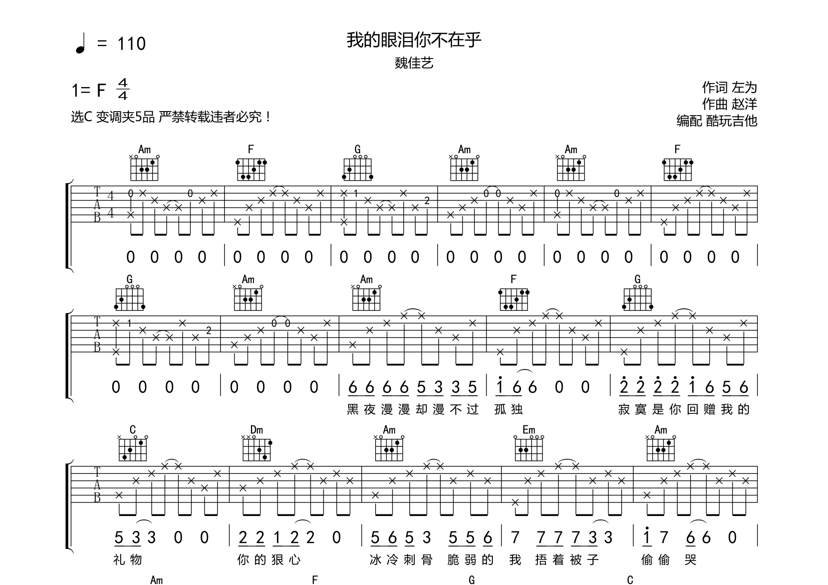 我的眼泪你不在乎