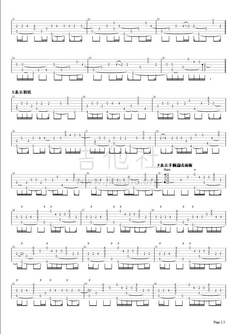 明天过后吉他谱(图片谱,改编版,独奏)_张杰(Jason Zhang)_明天过后 - page 2.bmp