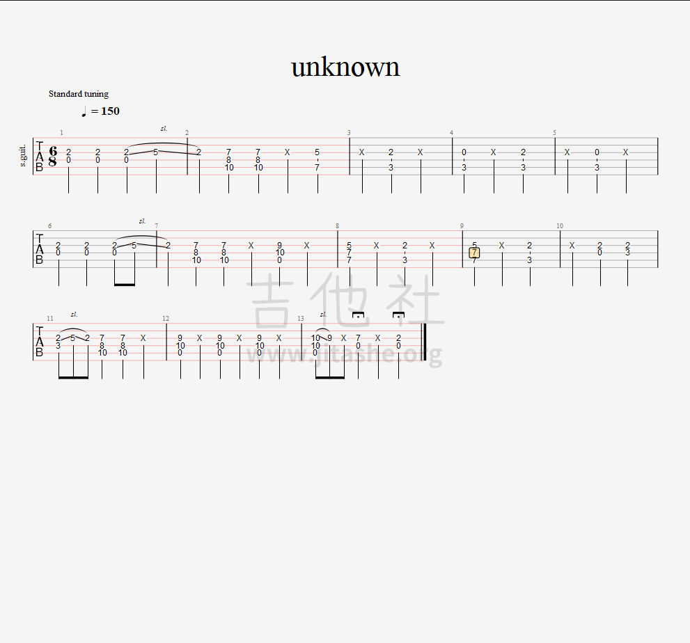 赛博朋克2077 unknown吉他谱(图片谱,solo,指弹,独奏)_动漫游戏(ACG)_unknown.png