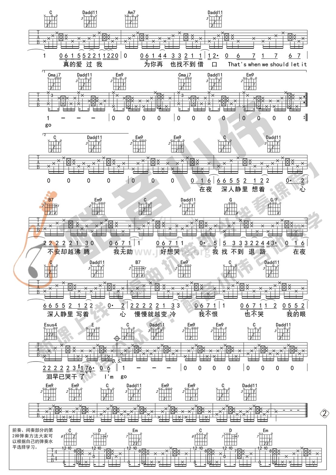 Letting Go（酷音小伟编谱）吉他谱(图片谱,letting,酷音小伟,教学)_蔡健雅(Tanya Chua)_letting-go-中级版2.gif