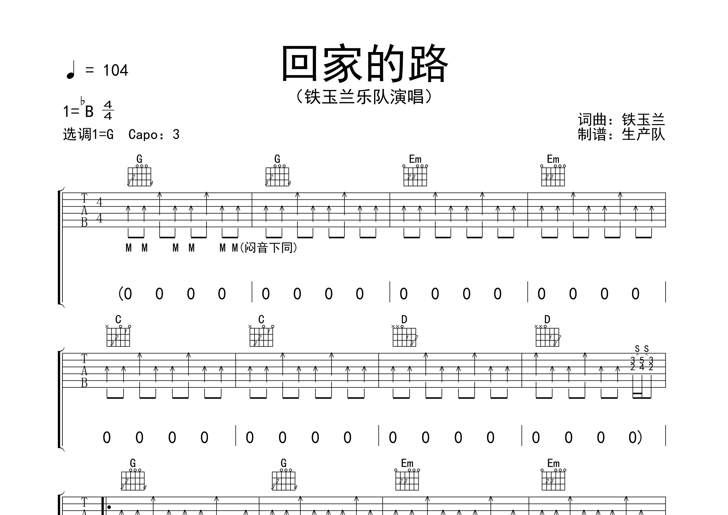 路回家的路无家可归的人(原版吉他谱)【怀旧经典】歌曲:回家的路艺人