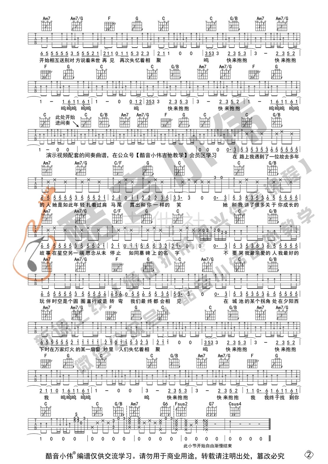 打印:我记得（吉他谱C调中级版原版 带演示及教学酷音小伟吉他教学）吉他谱_赵雷(雷子)_我记得-中级版02-修改.gif