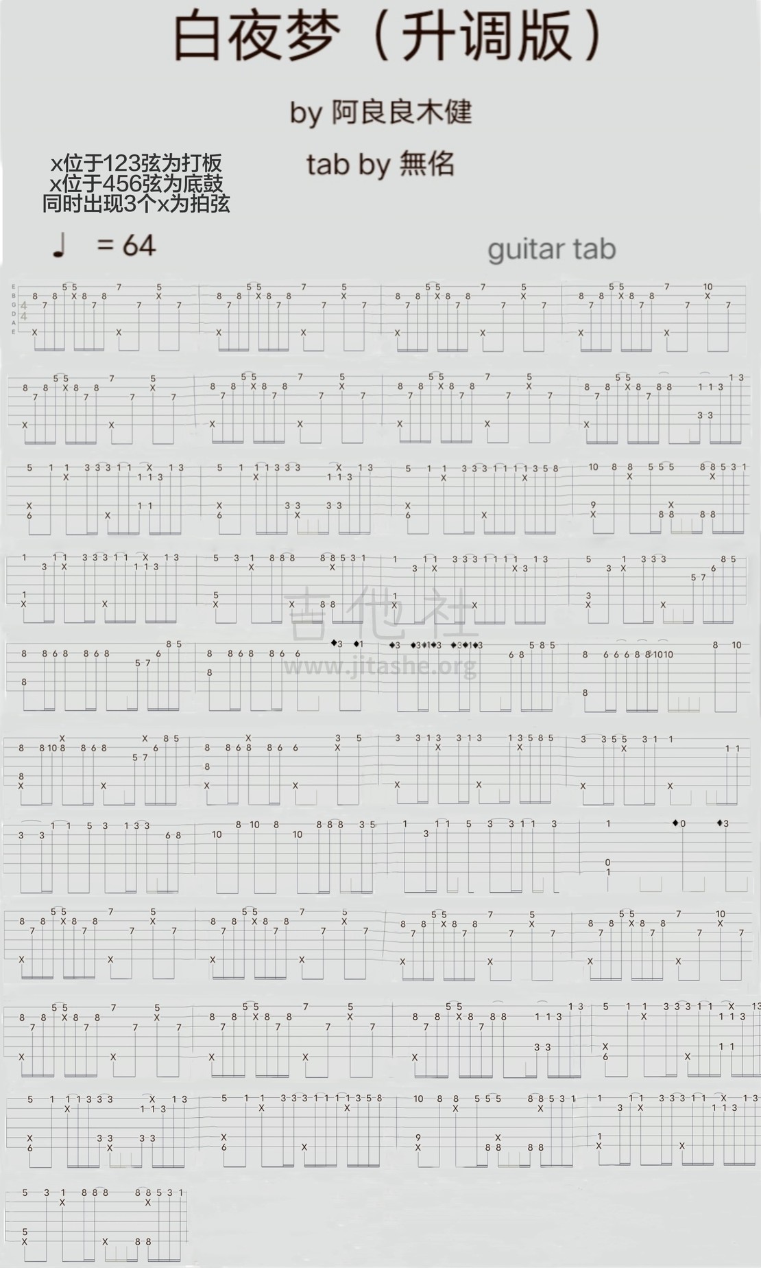白夜梦（升调版）吉他谱(图片谱,简单版,指弹)_洛天依_白夜梦吉他谱1.jpg