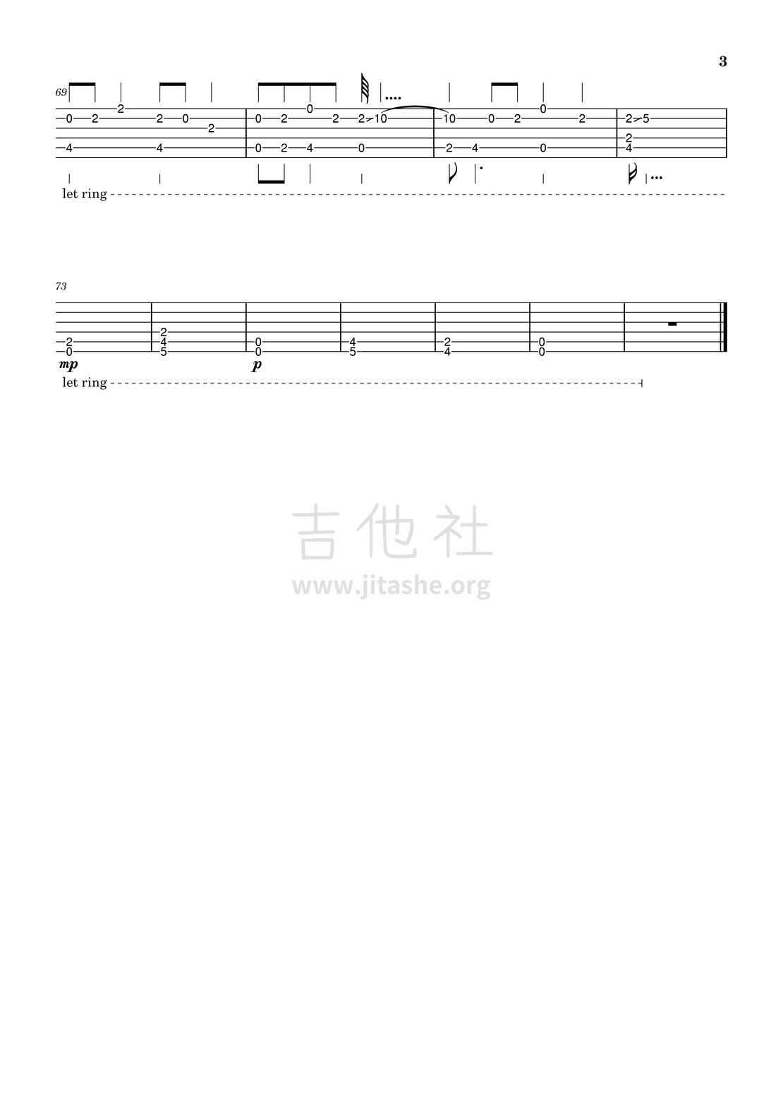 打印:ハレハレヤ - 朗朗晴天吉他谱_动漫游戏(ACG)_ハレハレヤ-原音吉他（指法谱）-3.png