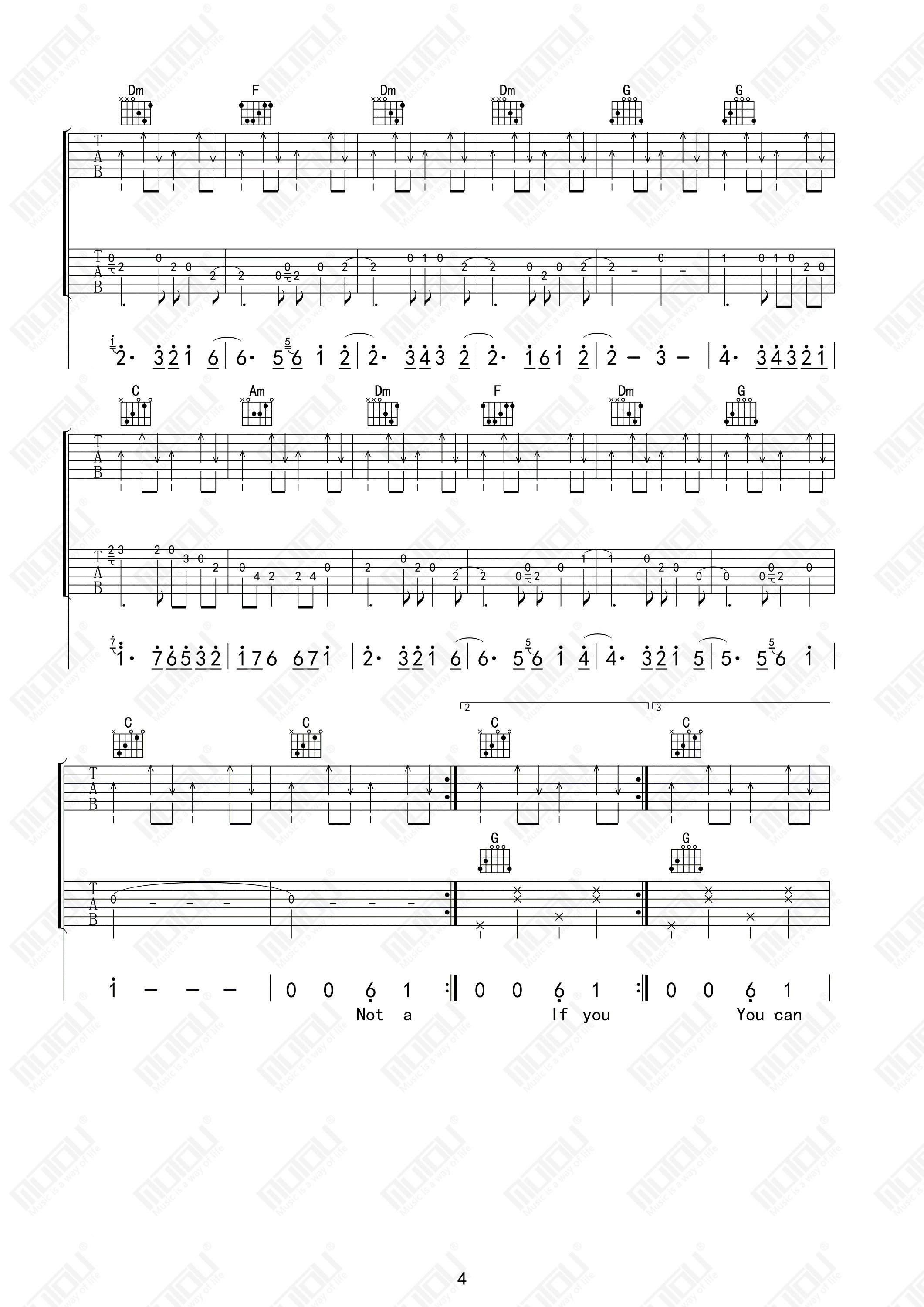 500miles吉他谱木头吉他屋编配吉他堂-4