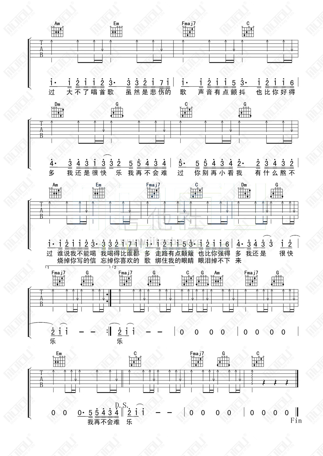 我很快乐吉他谱(图片谱,我很快乐,靠谱基地)_群星(Various Artists)_我很快乐2.jpg