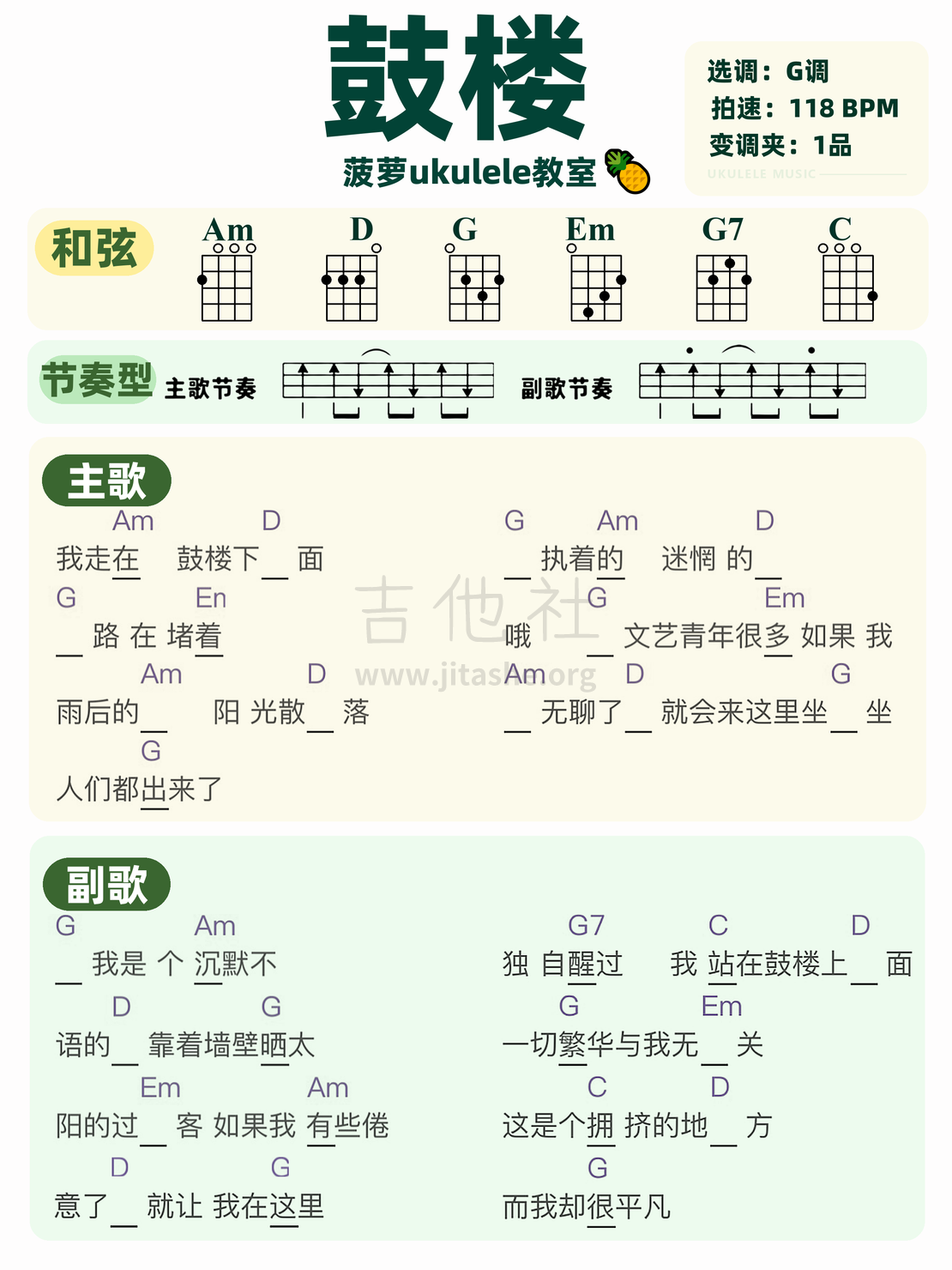 鼓楼吉他谱(图片谱,尤克里里,弹唱,和弦谱)_赵雷(雷子)_鼓楼_曲谱_超清.png