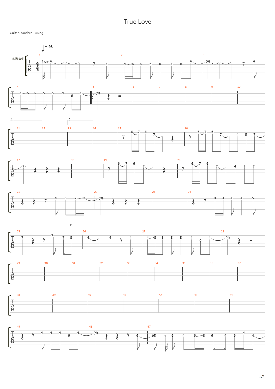 True Love吉他谱 - 蔡健雅 - C调吉他弹唱谱 - 琴谱网