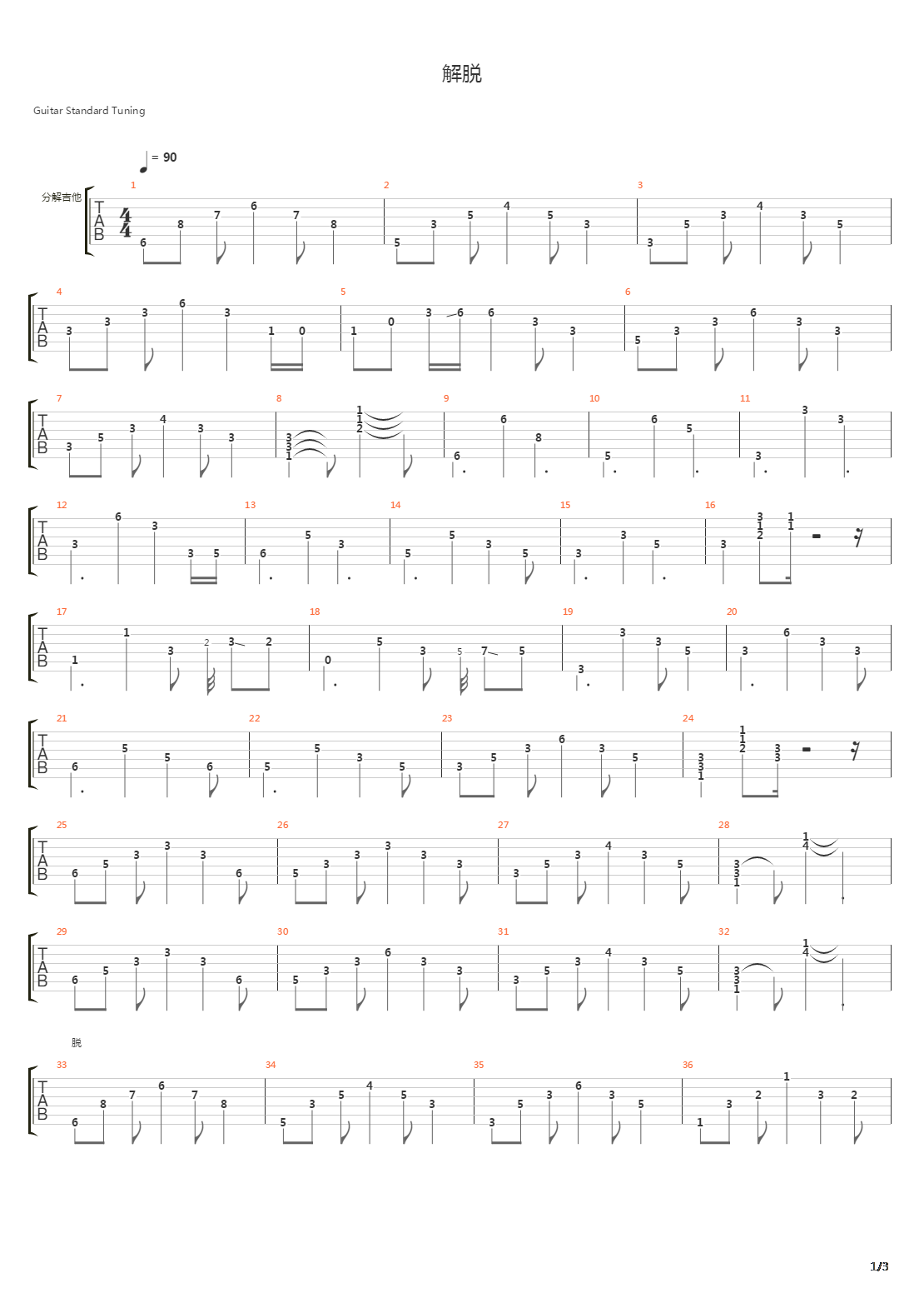 解脱吉他谱