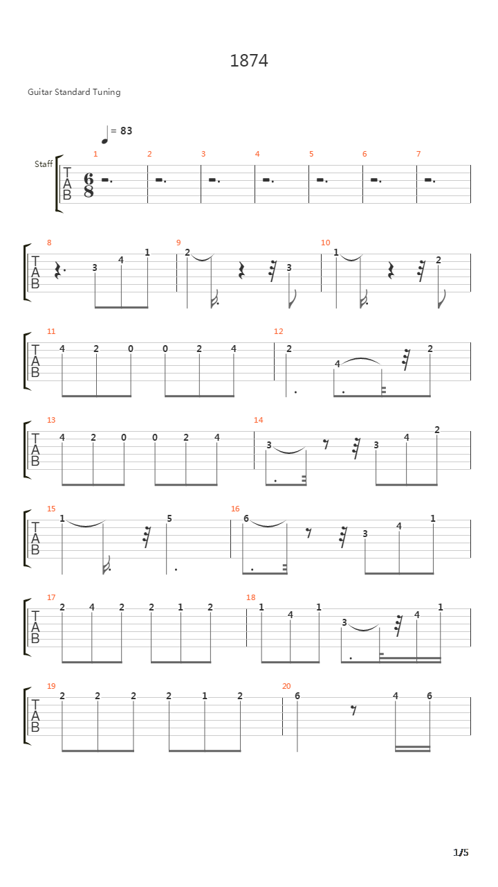 1874吉他谱