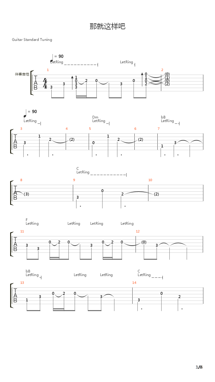 那就这样吧吉他谱