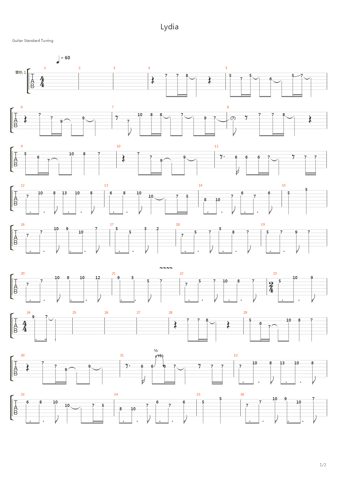 Lydia吉他谱
