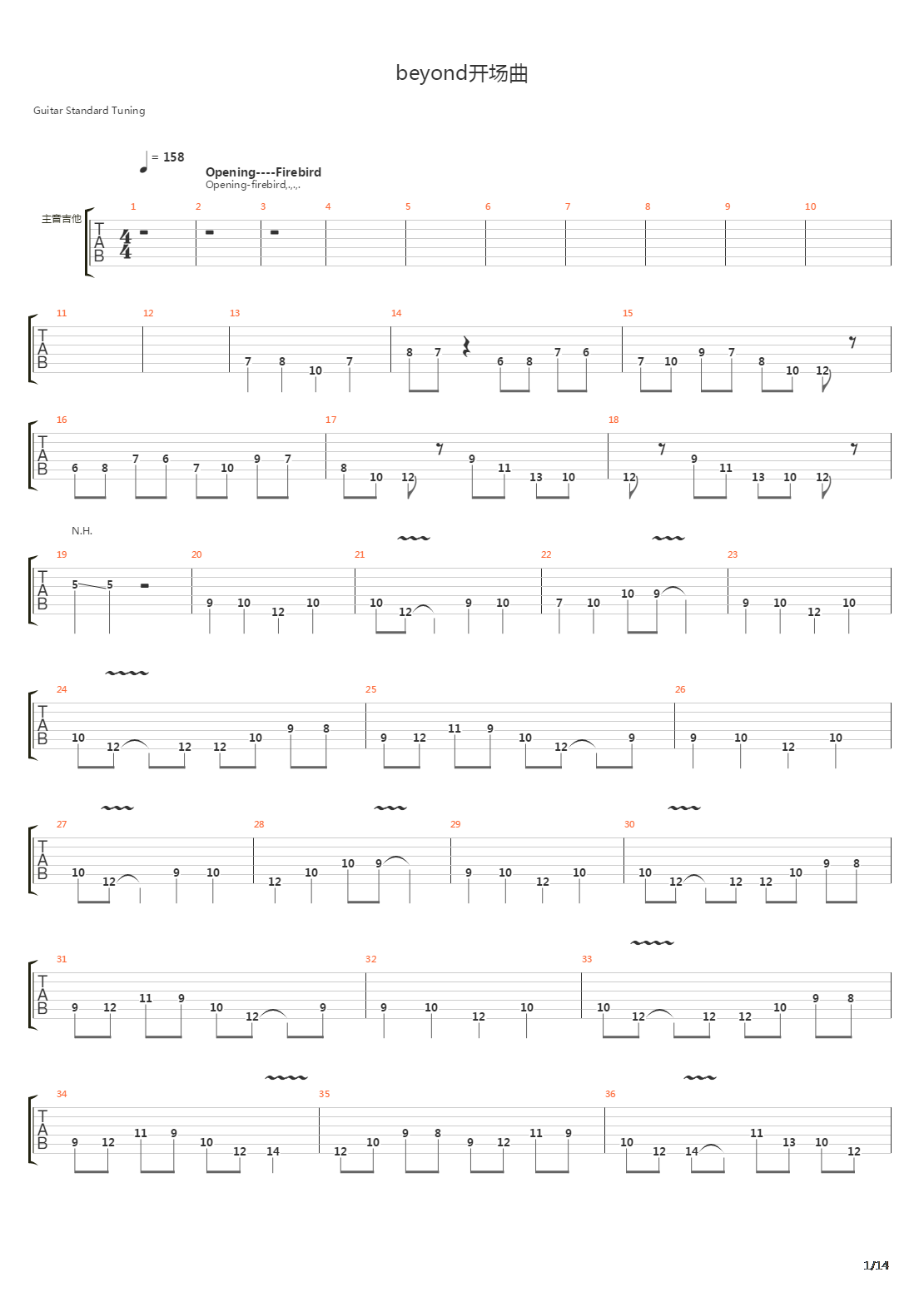 beyond开场曲（我是愤怒＋罪＋困兽斗）吉他谱