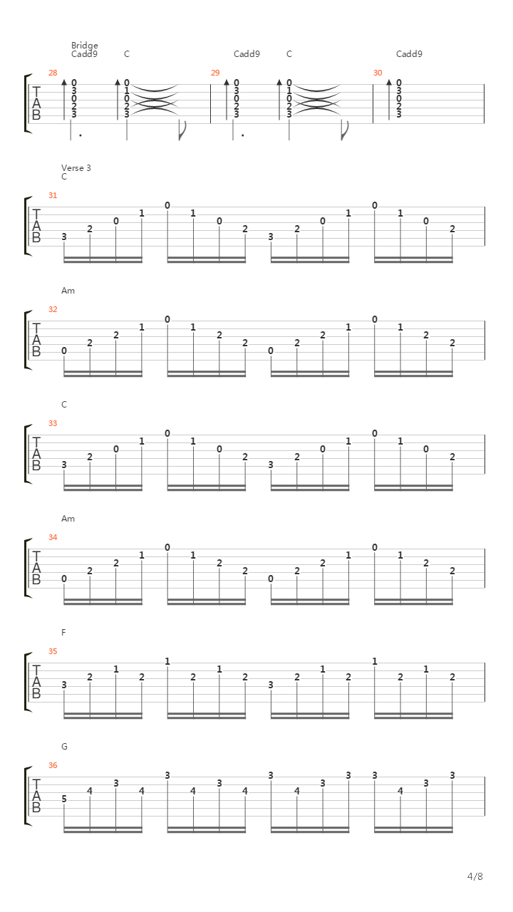 喜欢你吉他谱