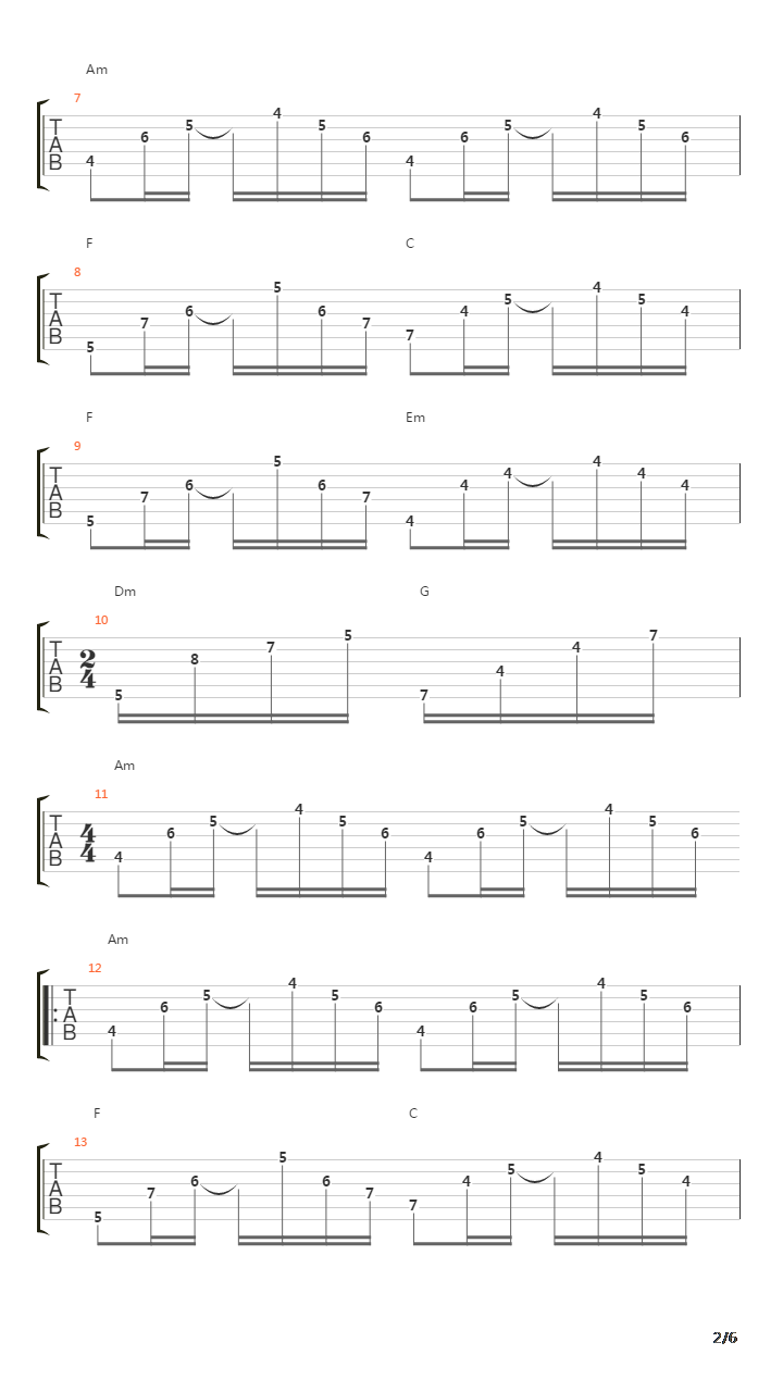 找一个字代替吉他谱