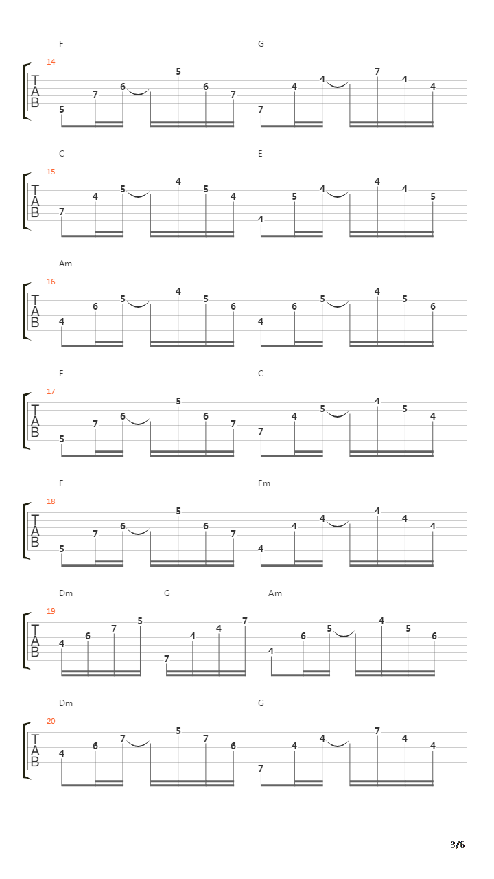 找一个字代替吉他谱