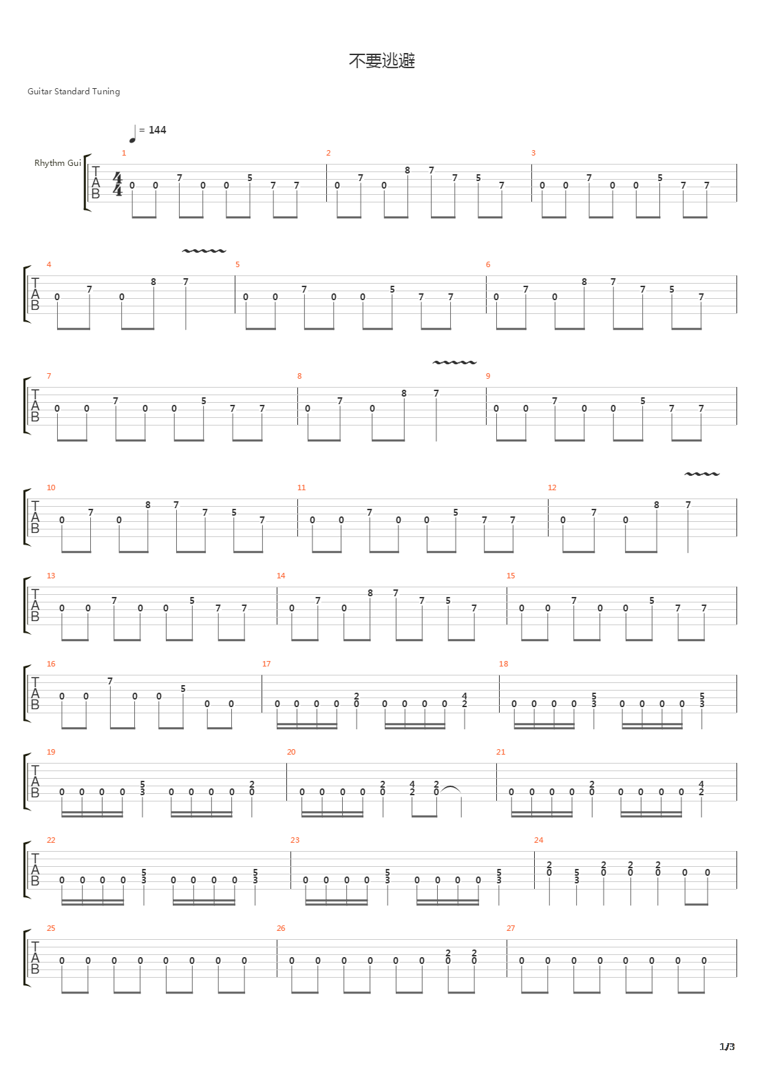 不要逃避吉他谱