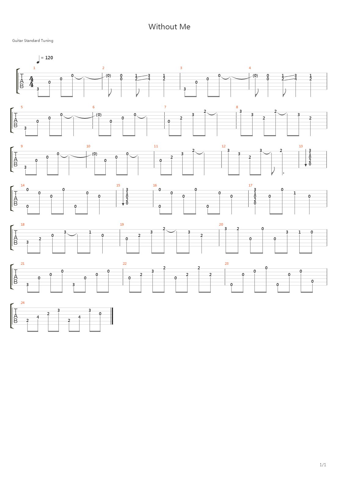 Without Me吉他谱